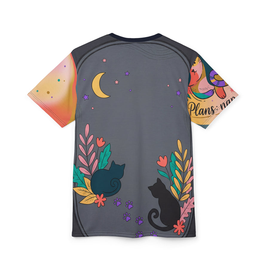 T-Shirt „Katze Sonne & Schatten“ – „Nickerchen, Snack, Wiederholung“