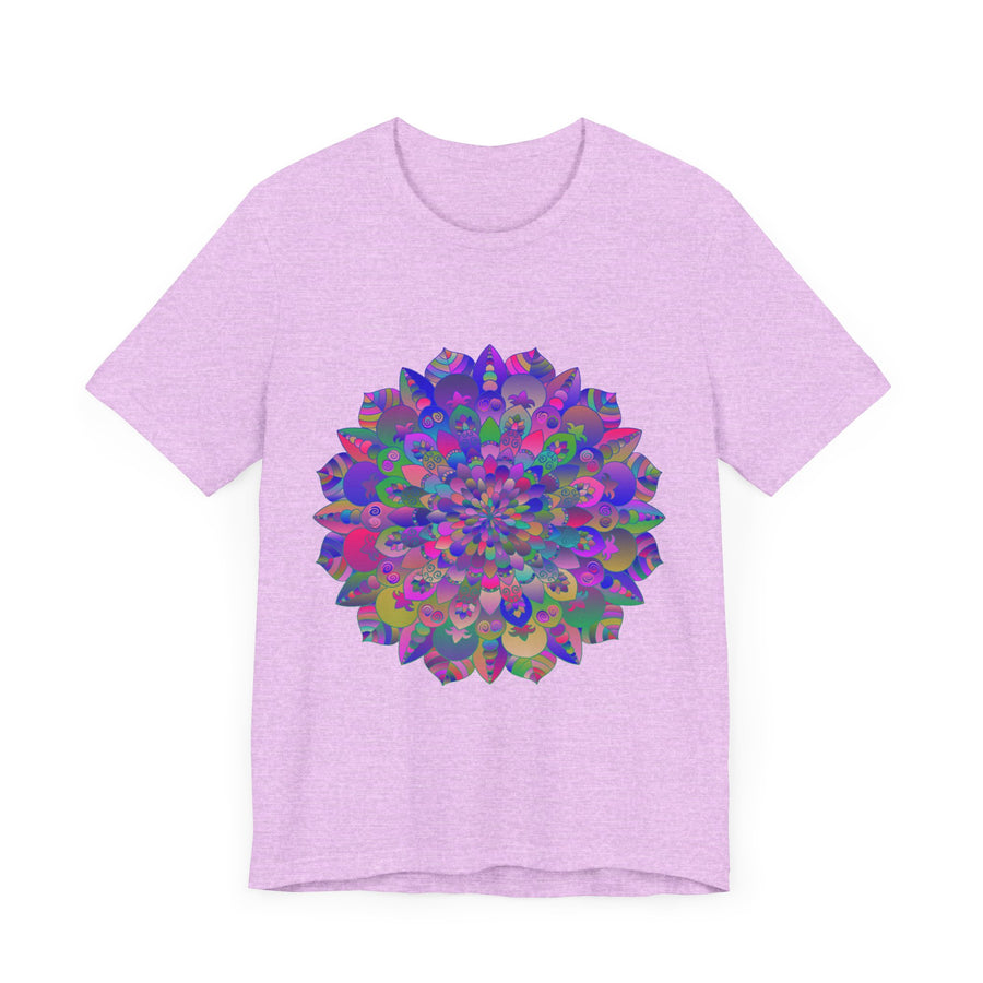 Artistic t-shirt with a beautiful and detailed mandala design in rich, eye-catching colors