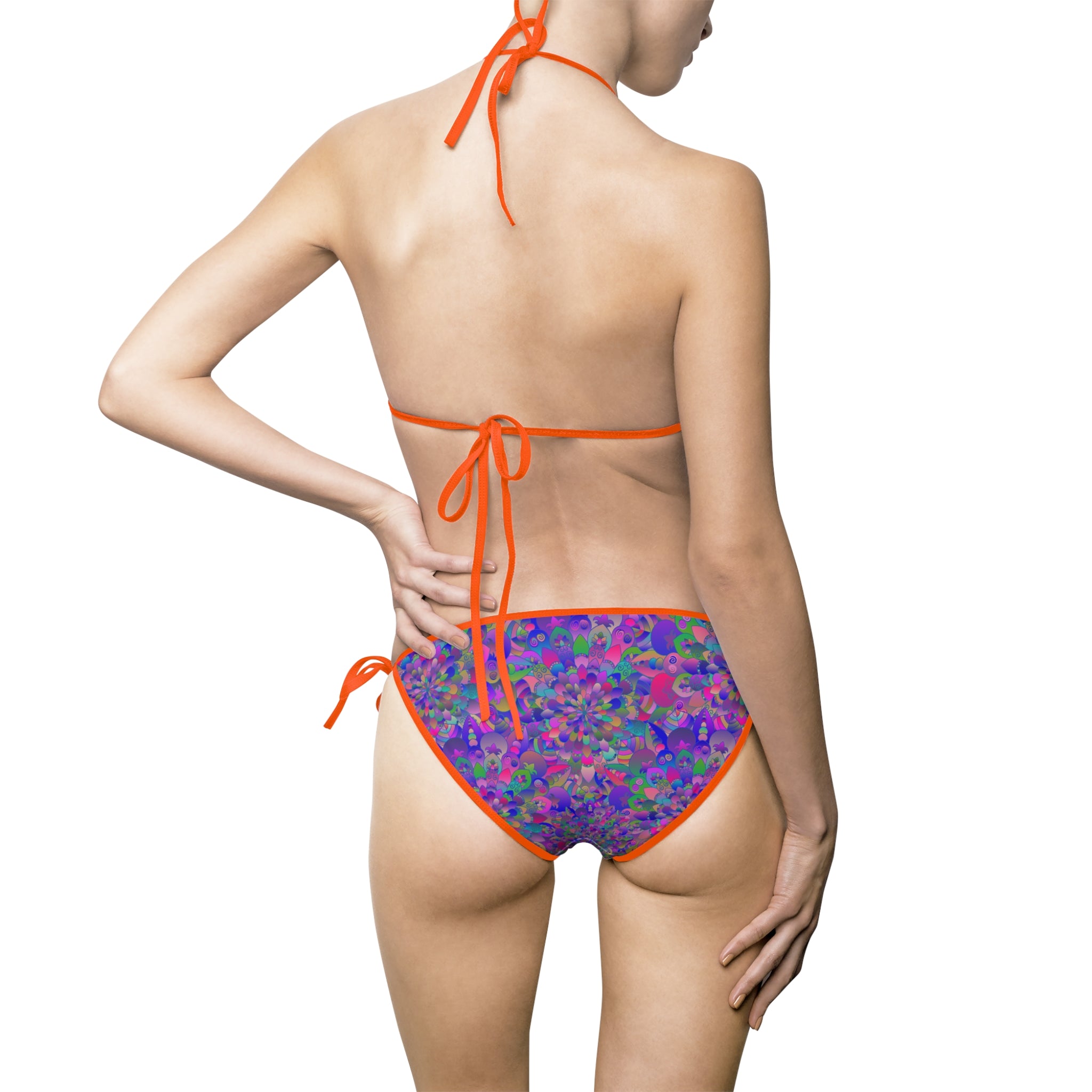 Mandala Print Bikini Set in Bright Purple and Green Tones