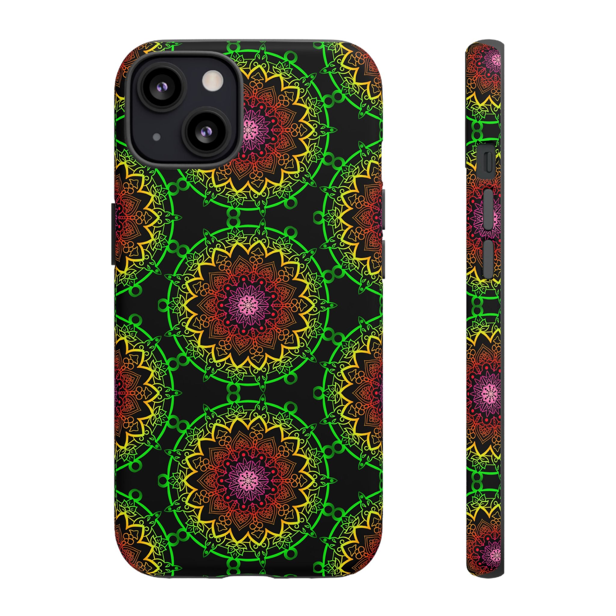 Custodia per telefono con mandala artistica, motivi audaci e stile moderno