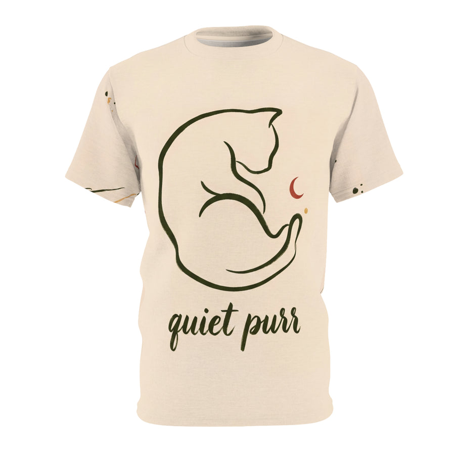 Serene Calligraphic Cat Graphic Tee - Minimal Cat Design
