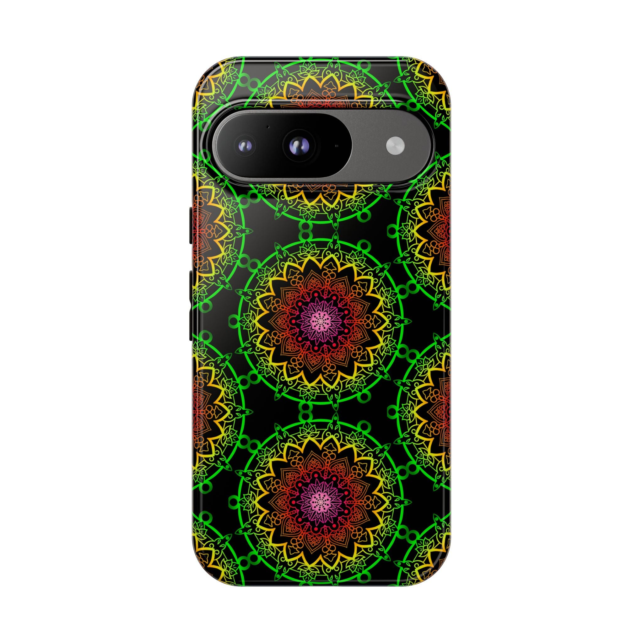 Custodia per telefono con mandala artistica, motivi audaci e stile moderno