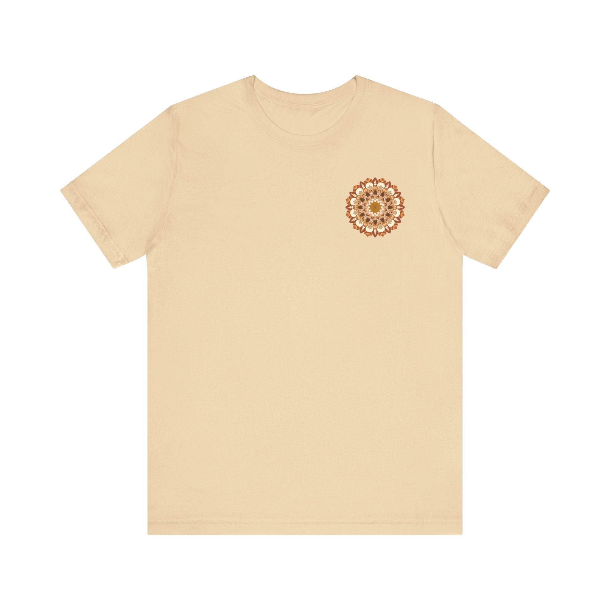 Detailed view of mandala tee's unique and calming patterns