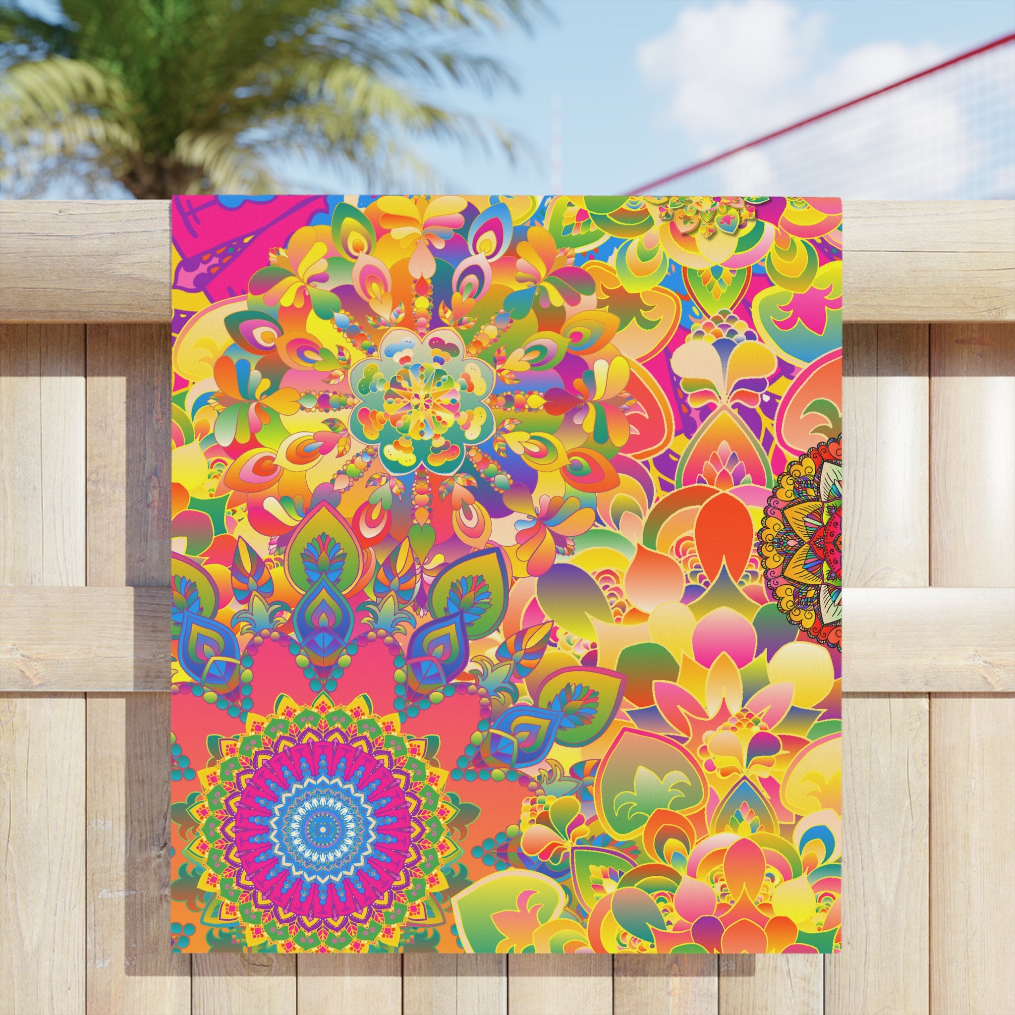 Psychedelic Floral Mandala Beach Towel