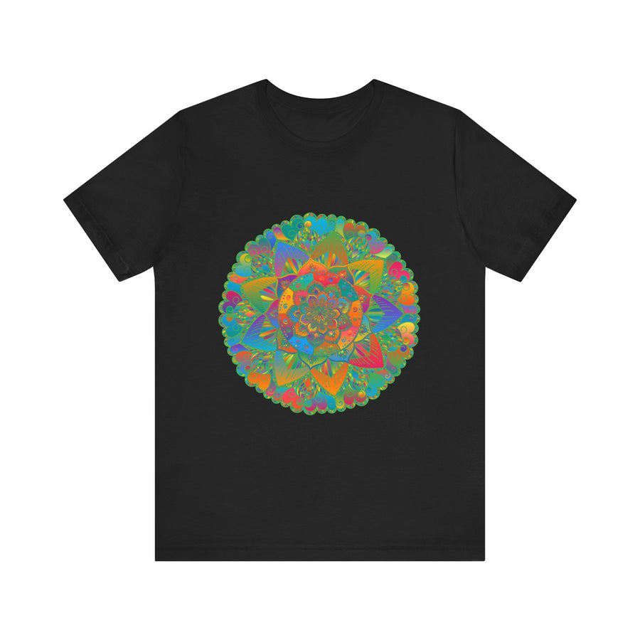 Peaceful and tranquil mandala tee with a soothing color palette and intricate patterns