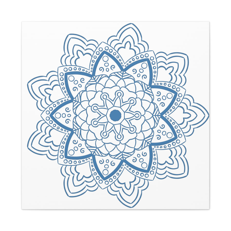 Handmade Mandala Art - Steel Blue Design Wall Art on Matte Canvas, Stretched, 125 - Unique Handcrafted Mandala Artwork