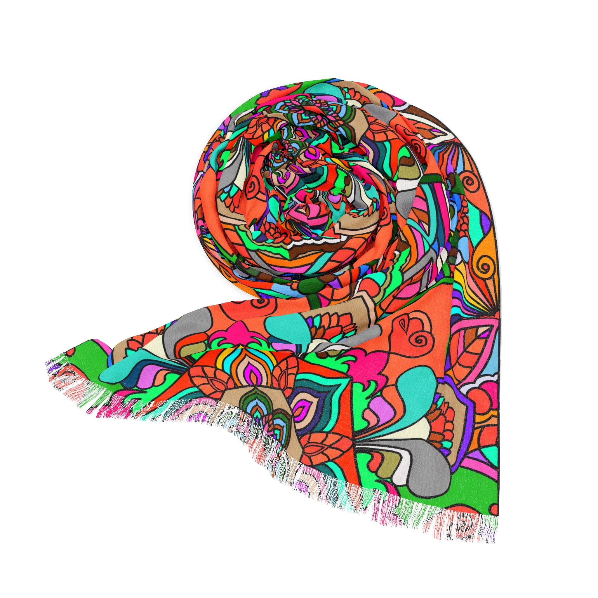 Foulard leggero a mandala floreale arancione