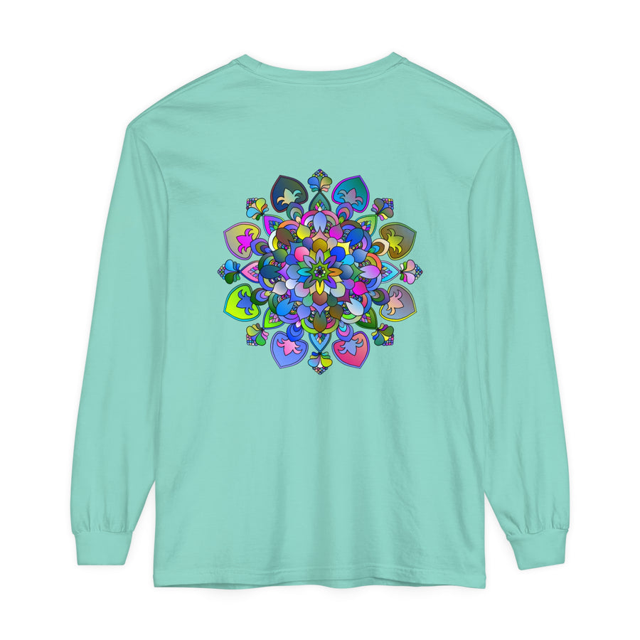 Colorful and intricate mandala design long sleeve t-shirt for a vibrant look