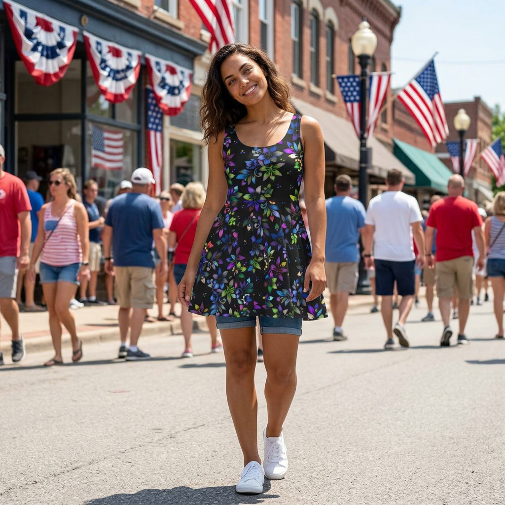 Floral Night Glow Skater Dress