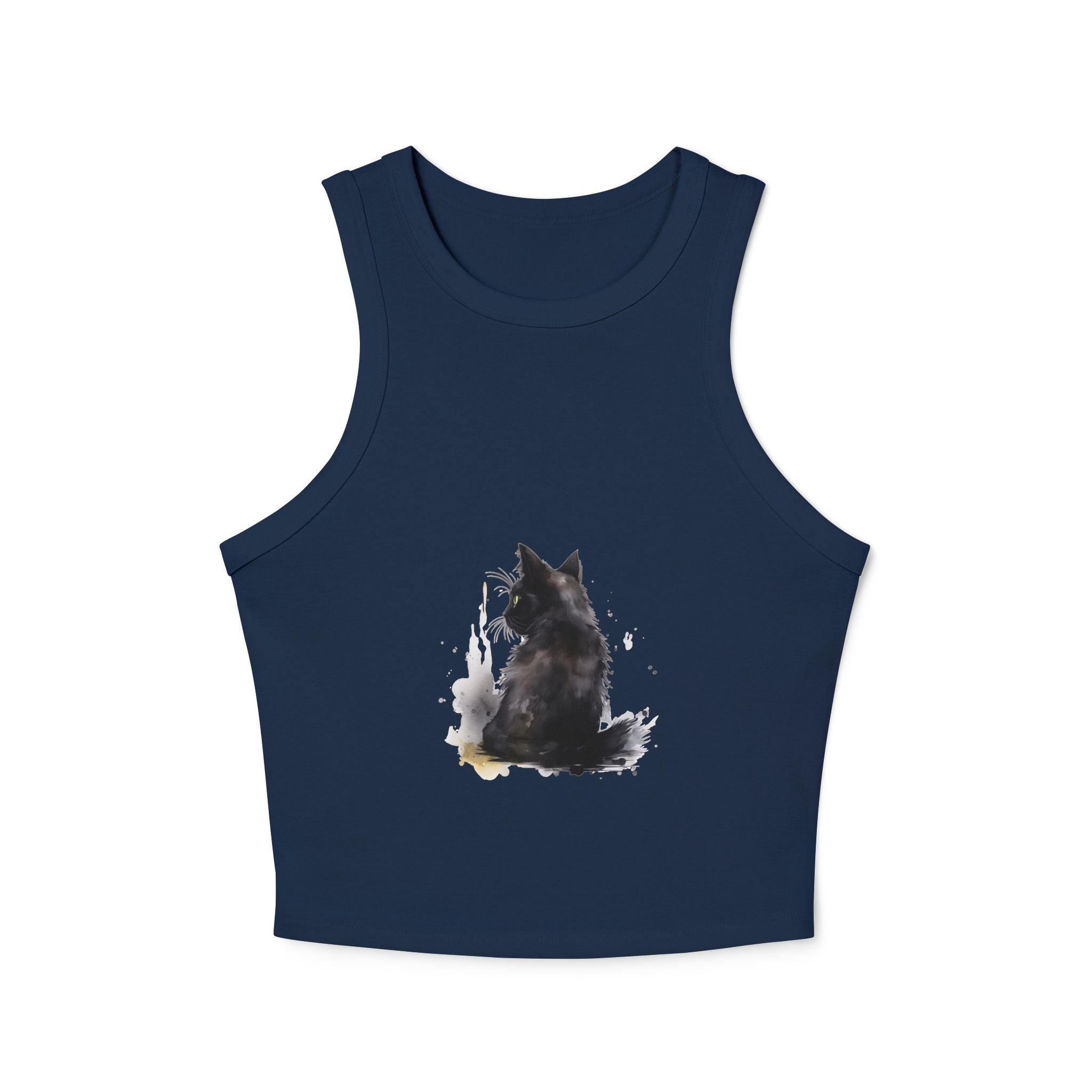 Back view of Black Cat Watercolor Racerback Tank Top