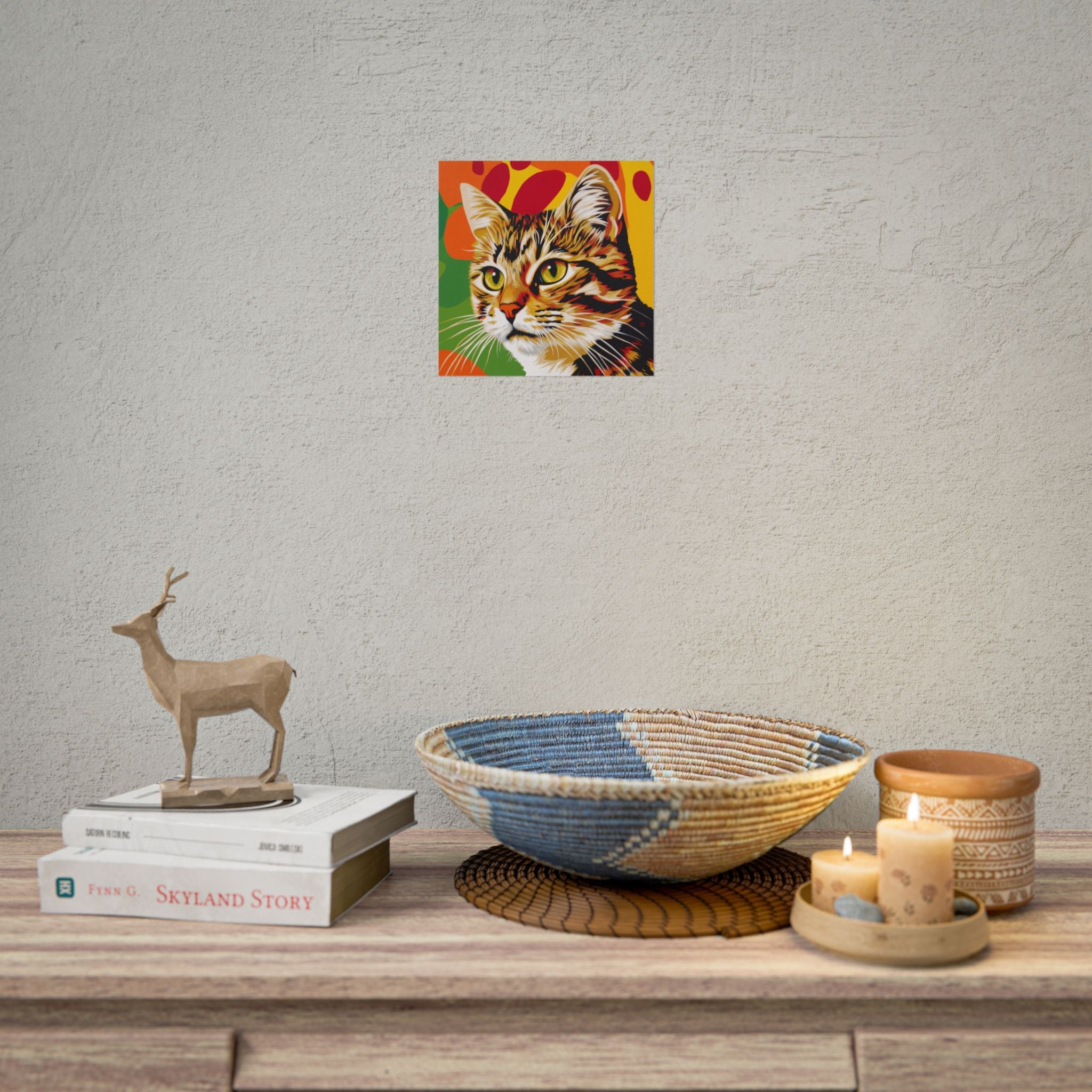 Colorful Pop Art Cat Poster — Rolled Wall Art for Cat Lovers
