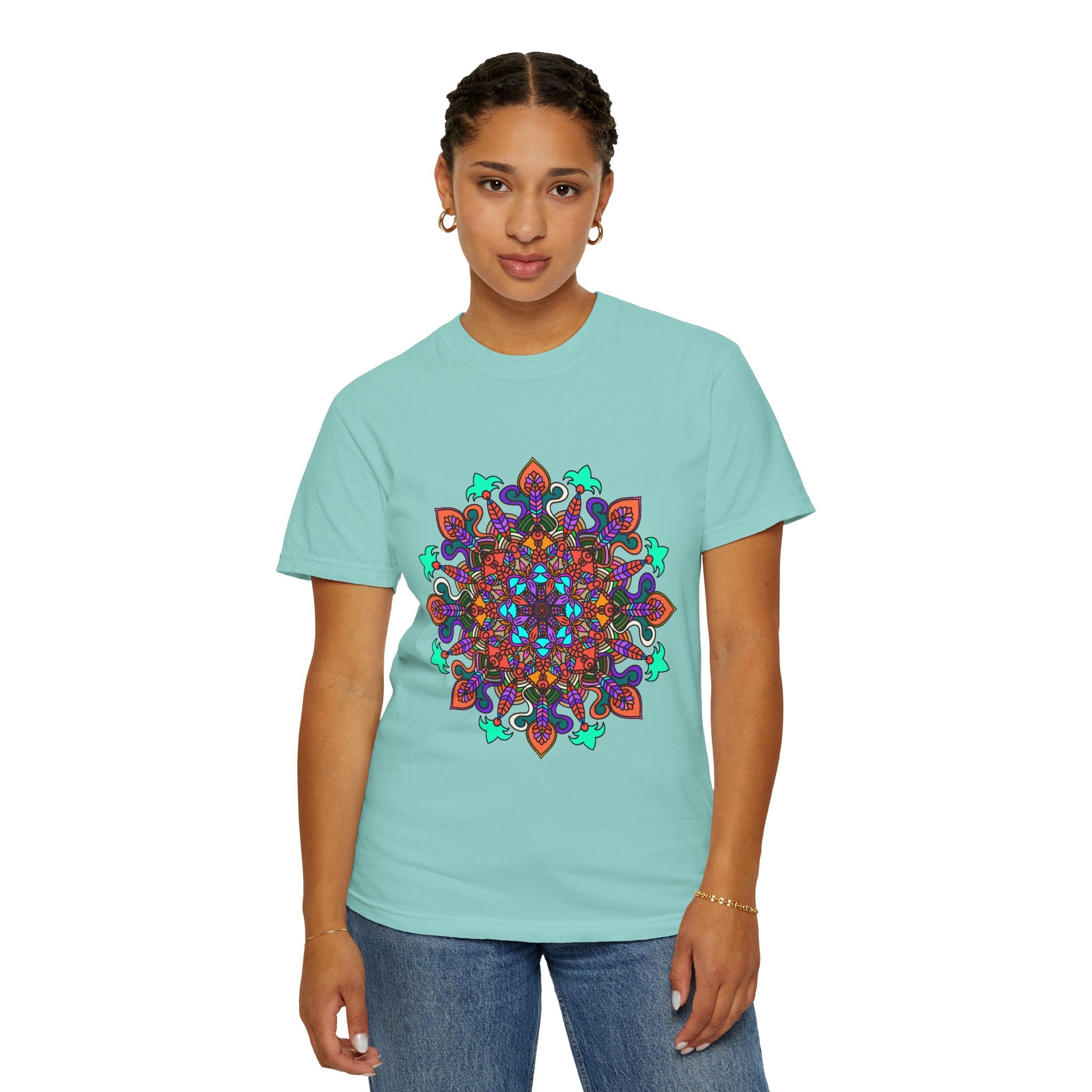 T-shirt con disegno mandala fatto a mano - 100% cotone