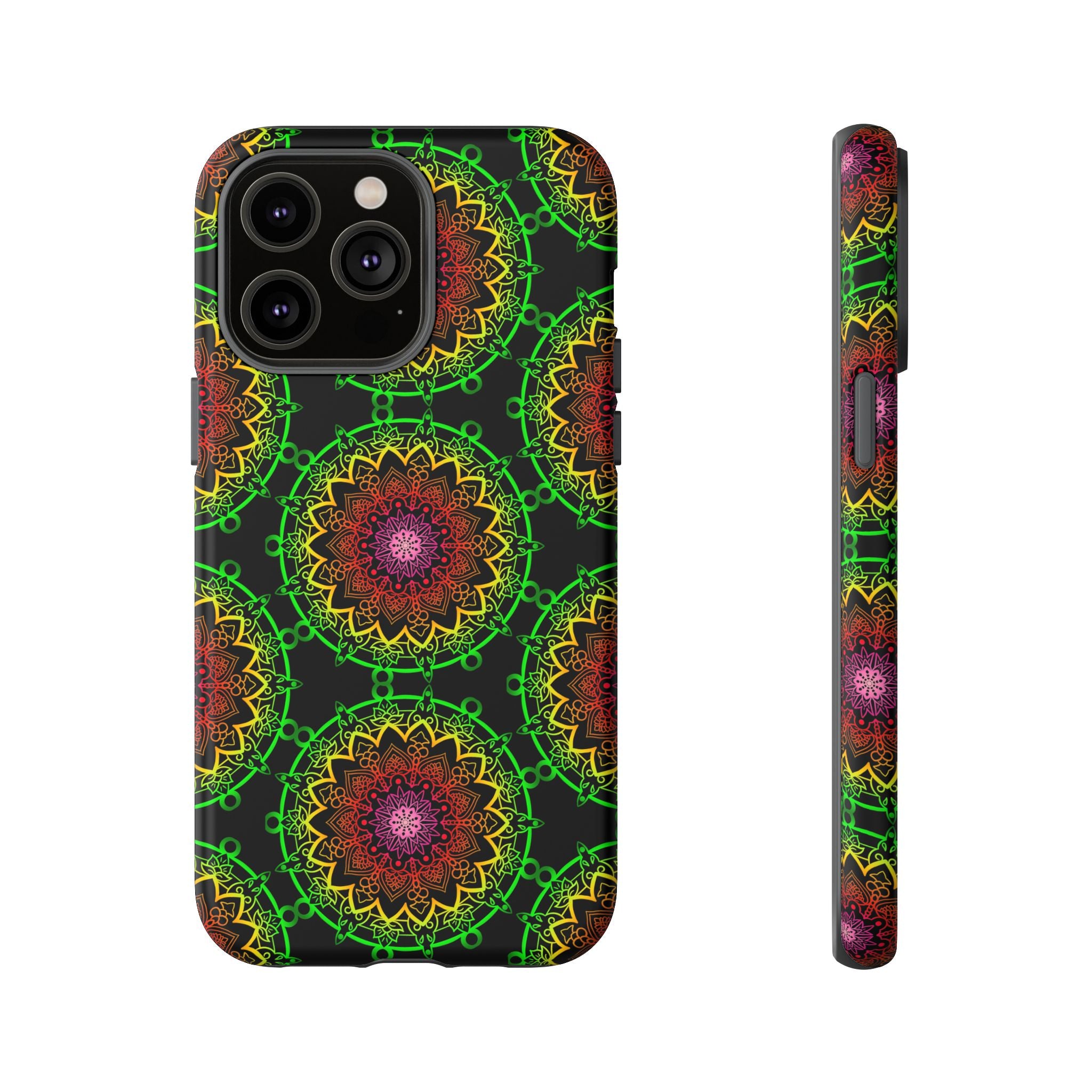 Custodia per telefono con mandala artistica, motivi audaci e stile moderno