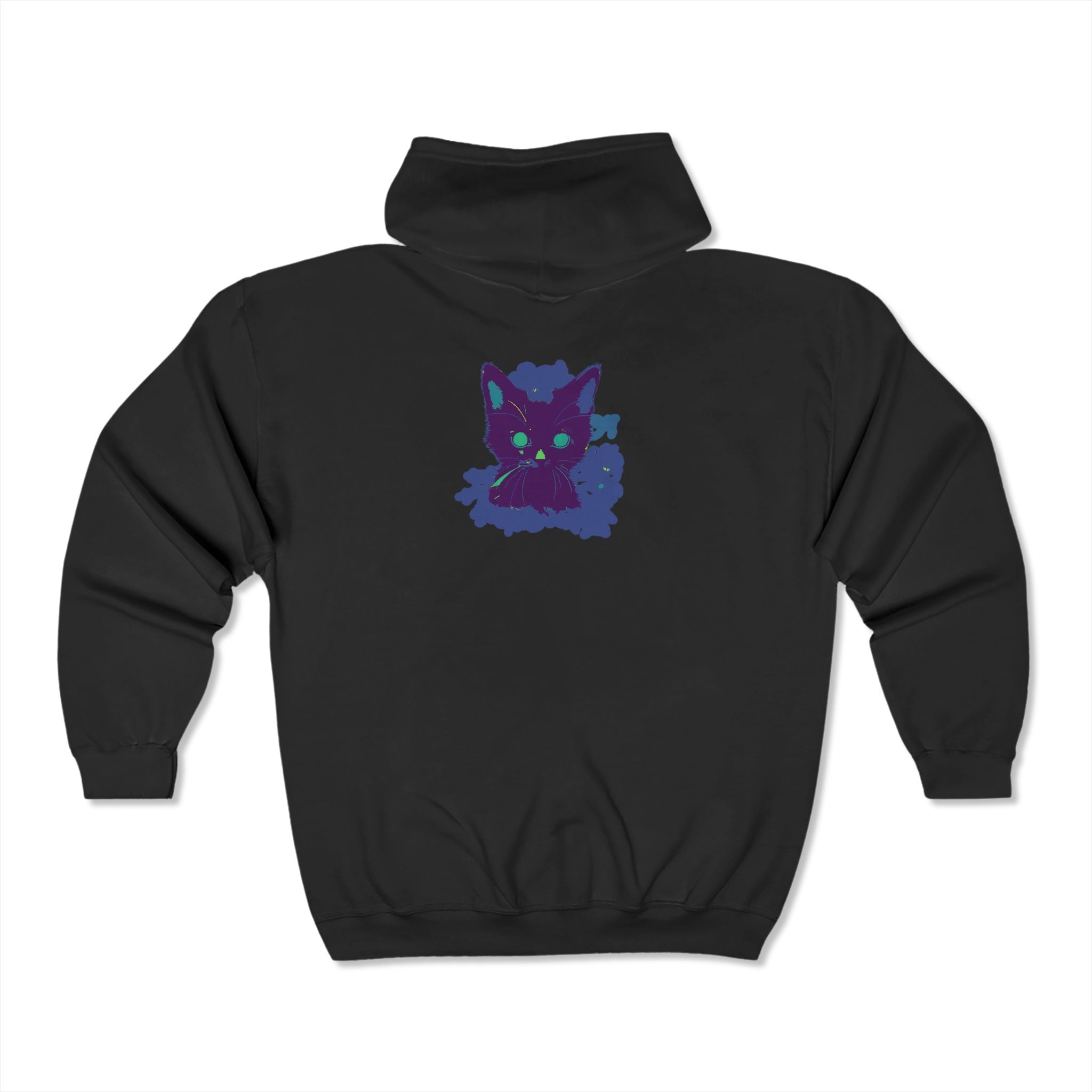 Get noticed in this mystical black cat watercolor hoodie with vibrant colors