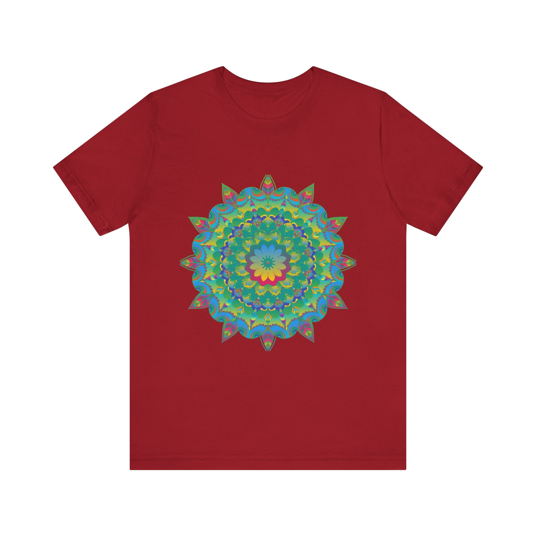 Psychedelic Mandala Tee - Vibrant Flower Design Alt Text 3