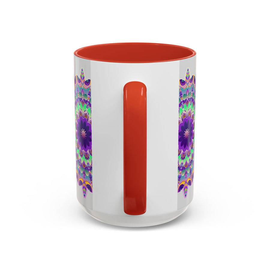 Vibrant Mandala Art Mug in Light Grey with intricate floral and geometric patterns, perfect for sipping hot beverages in style and adding a pop of color to your kitchen decor