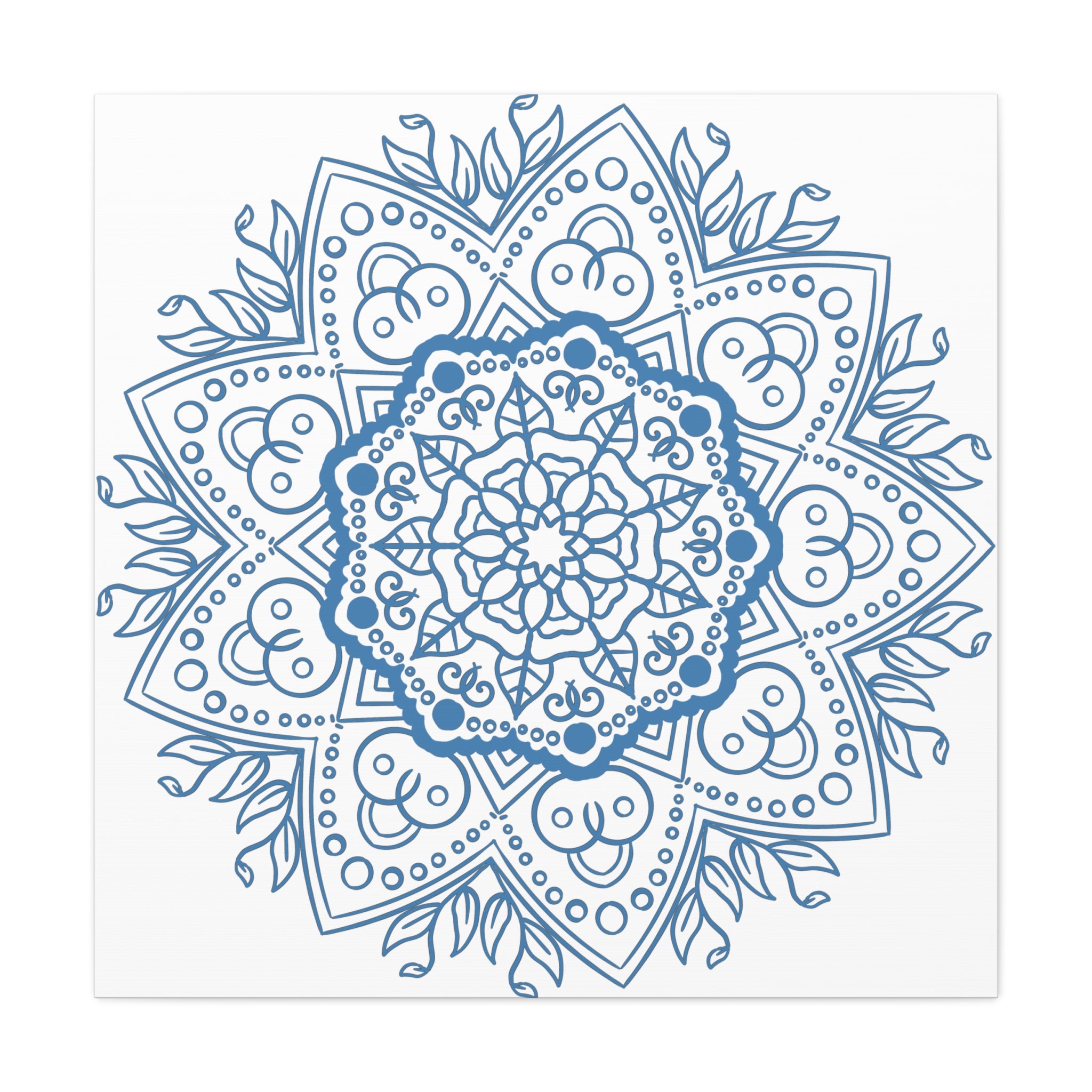 Beautiful handmade steel blue mandala design wall art on stretched matte canvas