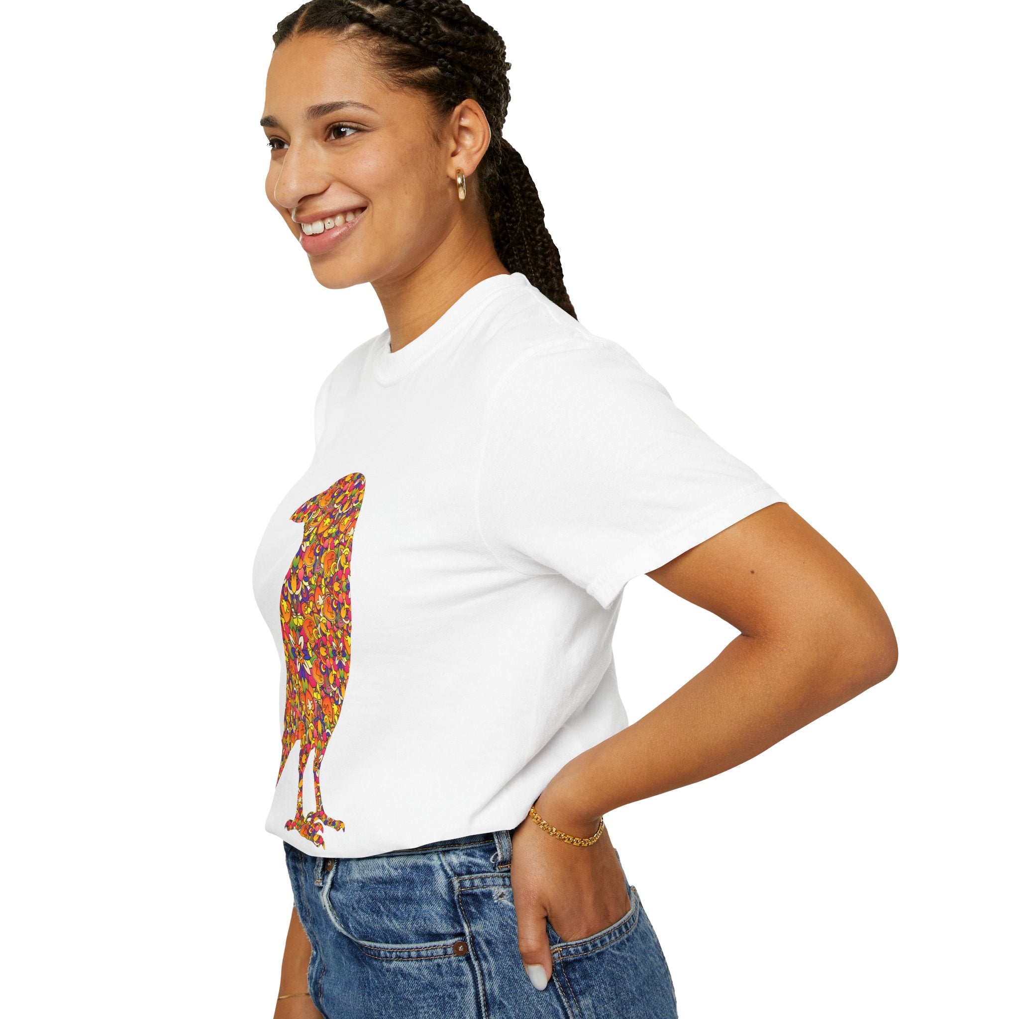 Maglietta con mandala floreale e corvo radioso