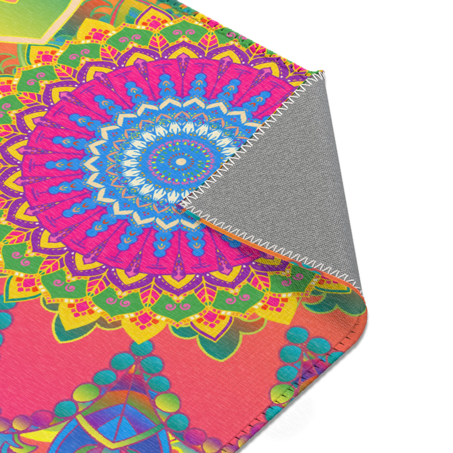 Psychedelic Floral Mandala Area Rug