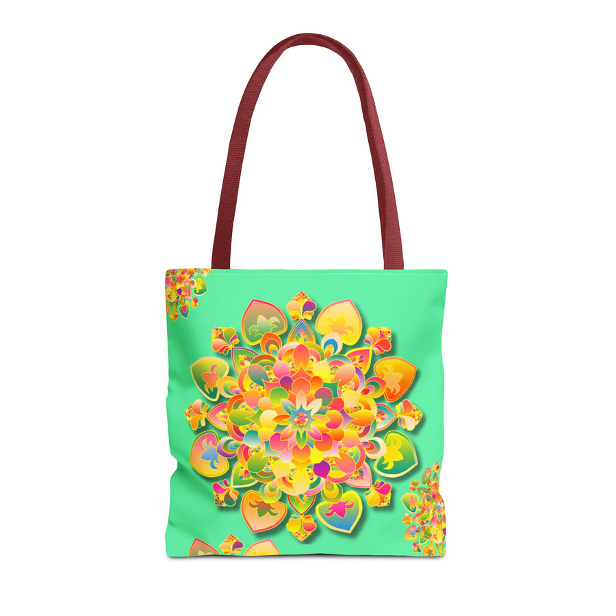 Floral Mandala Tote Bag — Bright Tropical Green All-Over Print