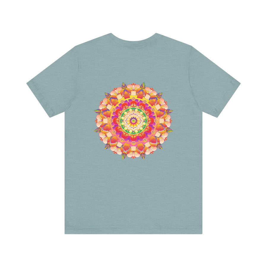 A beautiful and vibrant mandala tee representing spiritual peace and harmony