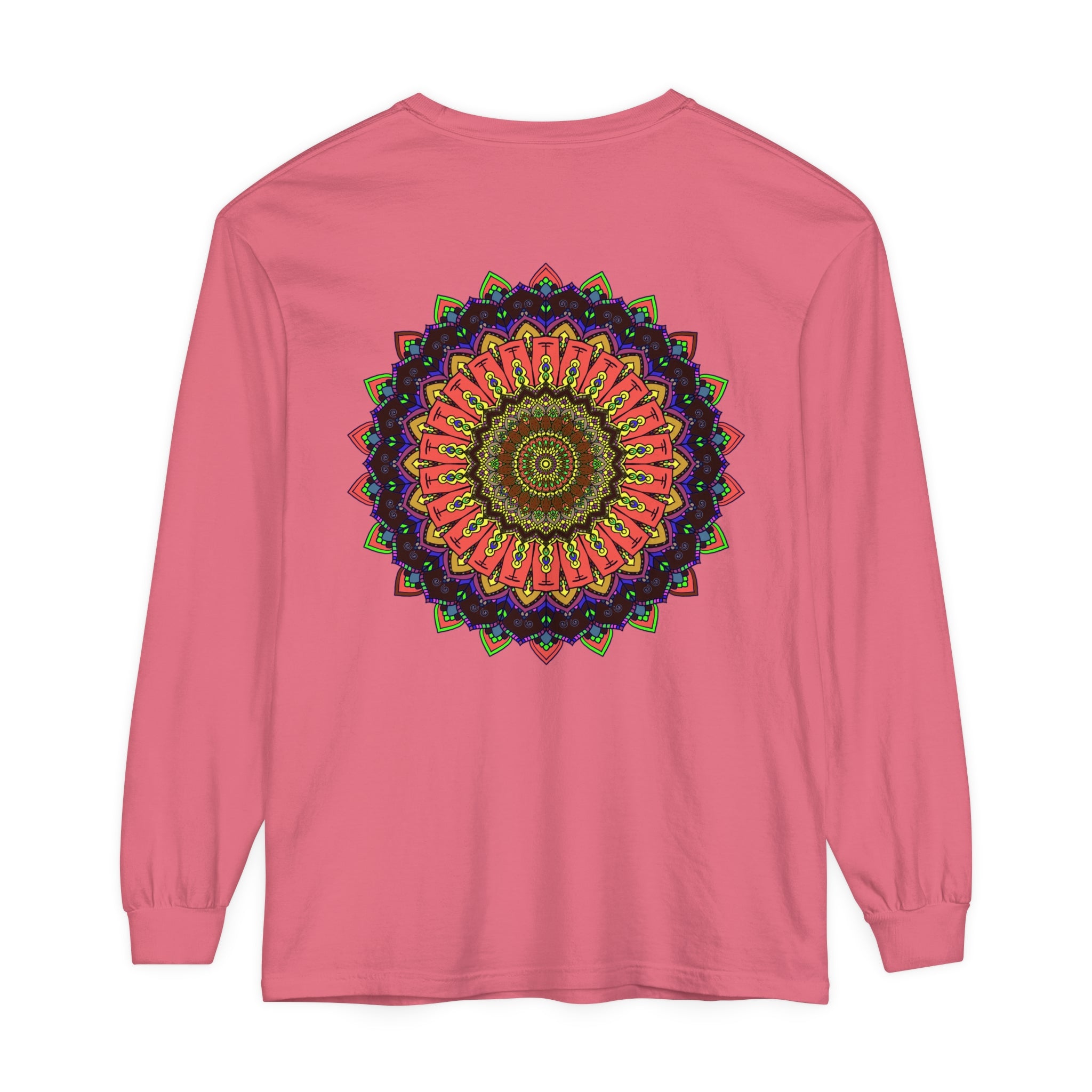 Colorful and intricate mandala design long sleeve t-shirt for women