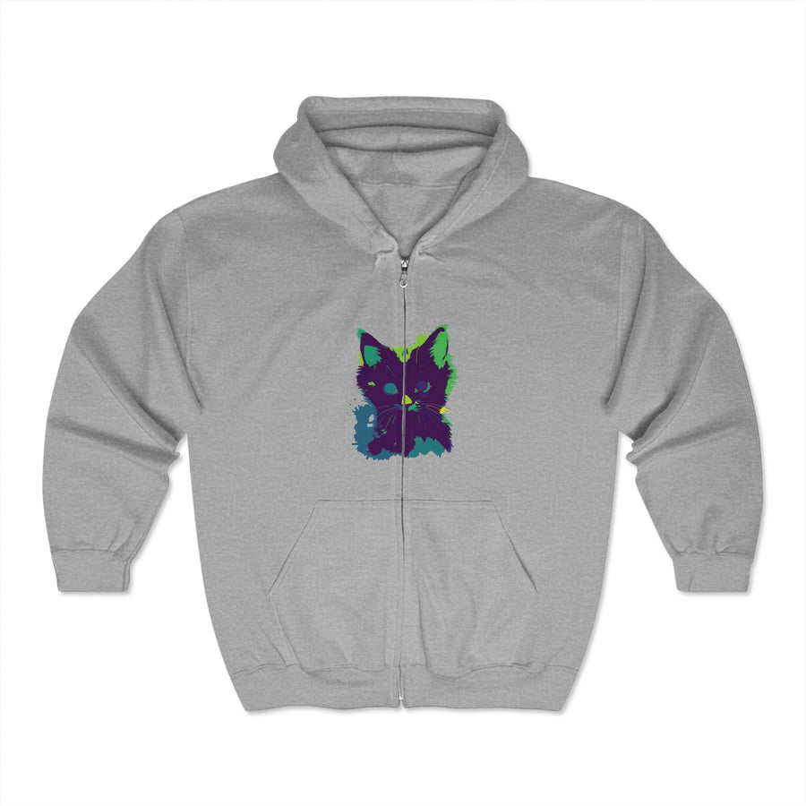 Beautiful watercolor hoodie featuring a mystical black cat design on the front