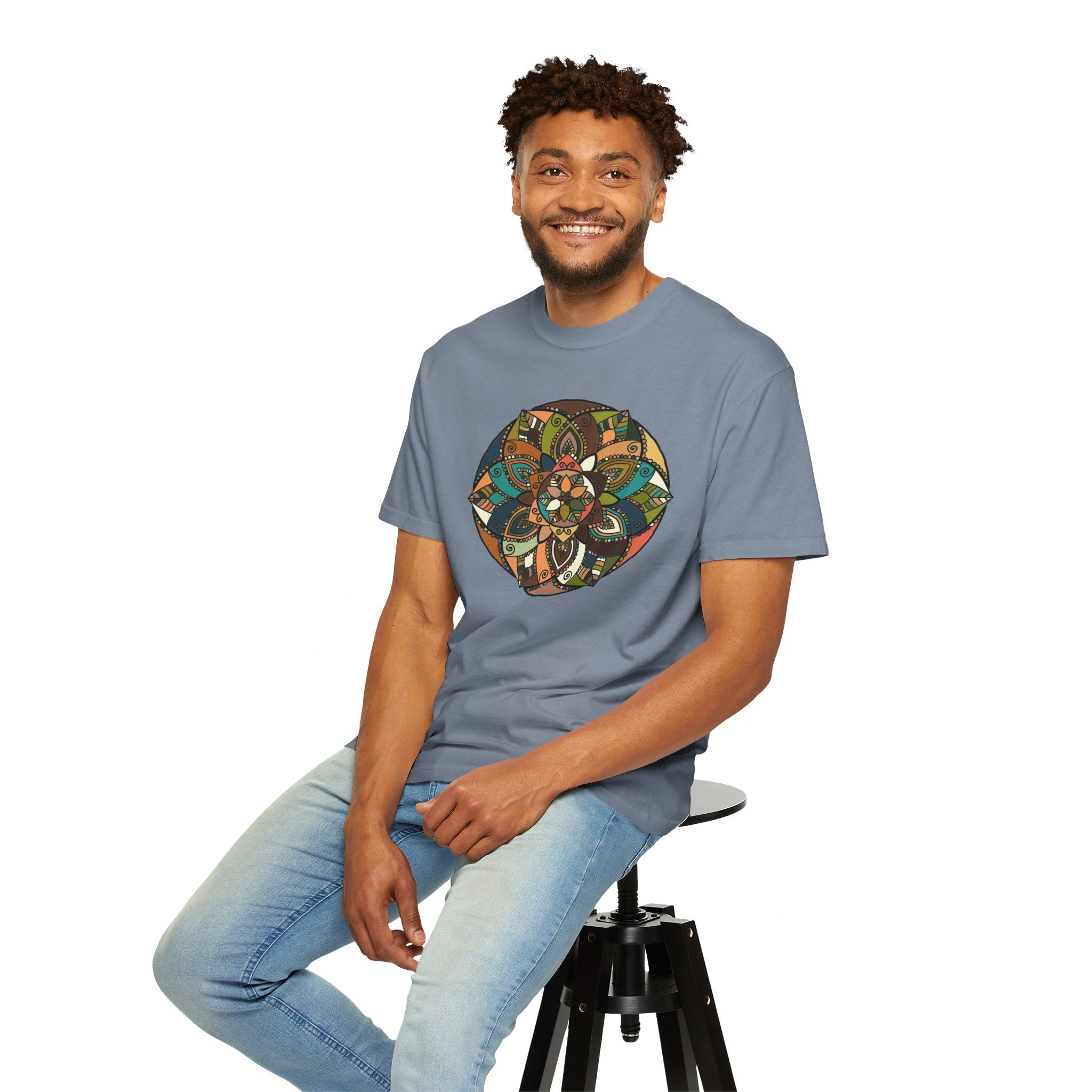 Mandala Earth Flora T-Shirt — Earthy Tones Geometric Art Tee