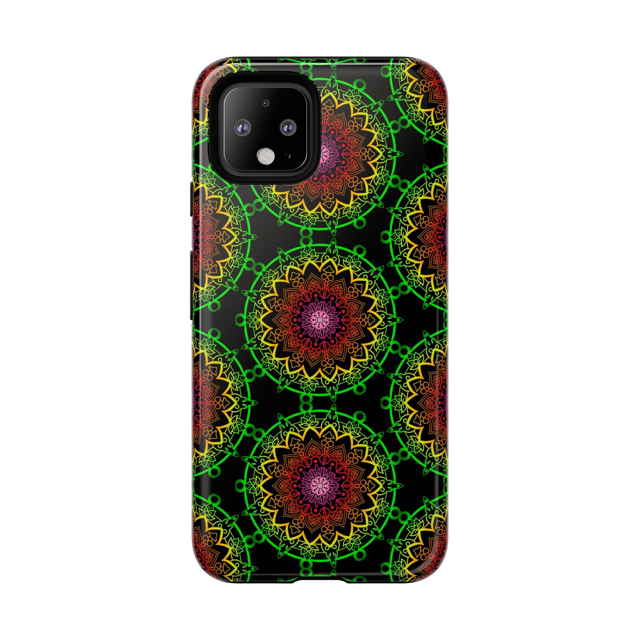 Custodia per telefono con mandala artistica, motivi audaci e stile moderno