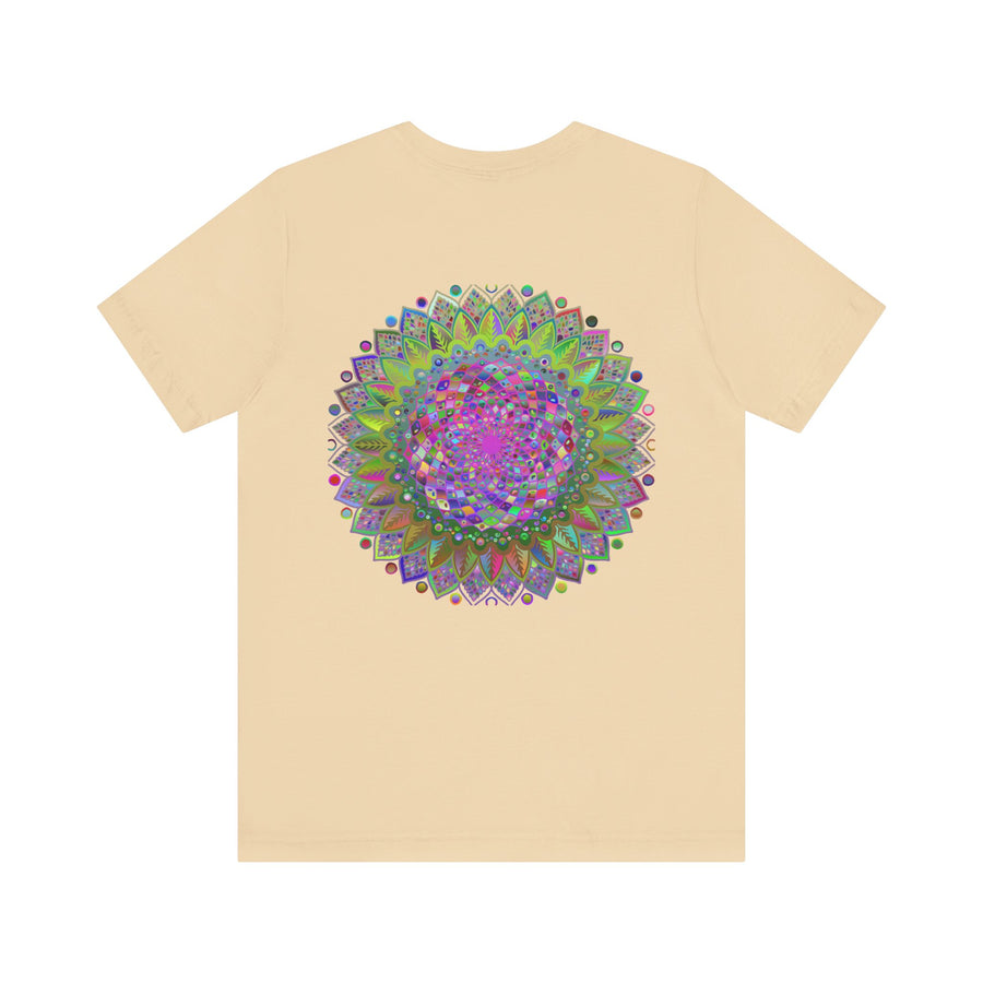 Colorful Mandala Tee with intricate spiritual design promoting peace and harmony