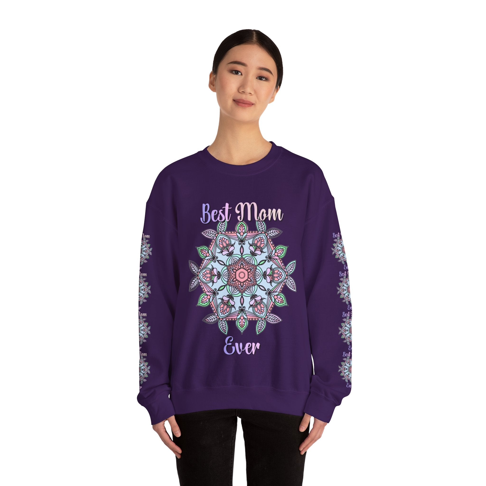Mandala Art Crewneck Sweatshirt Celebrating Moms in Soft Hues