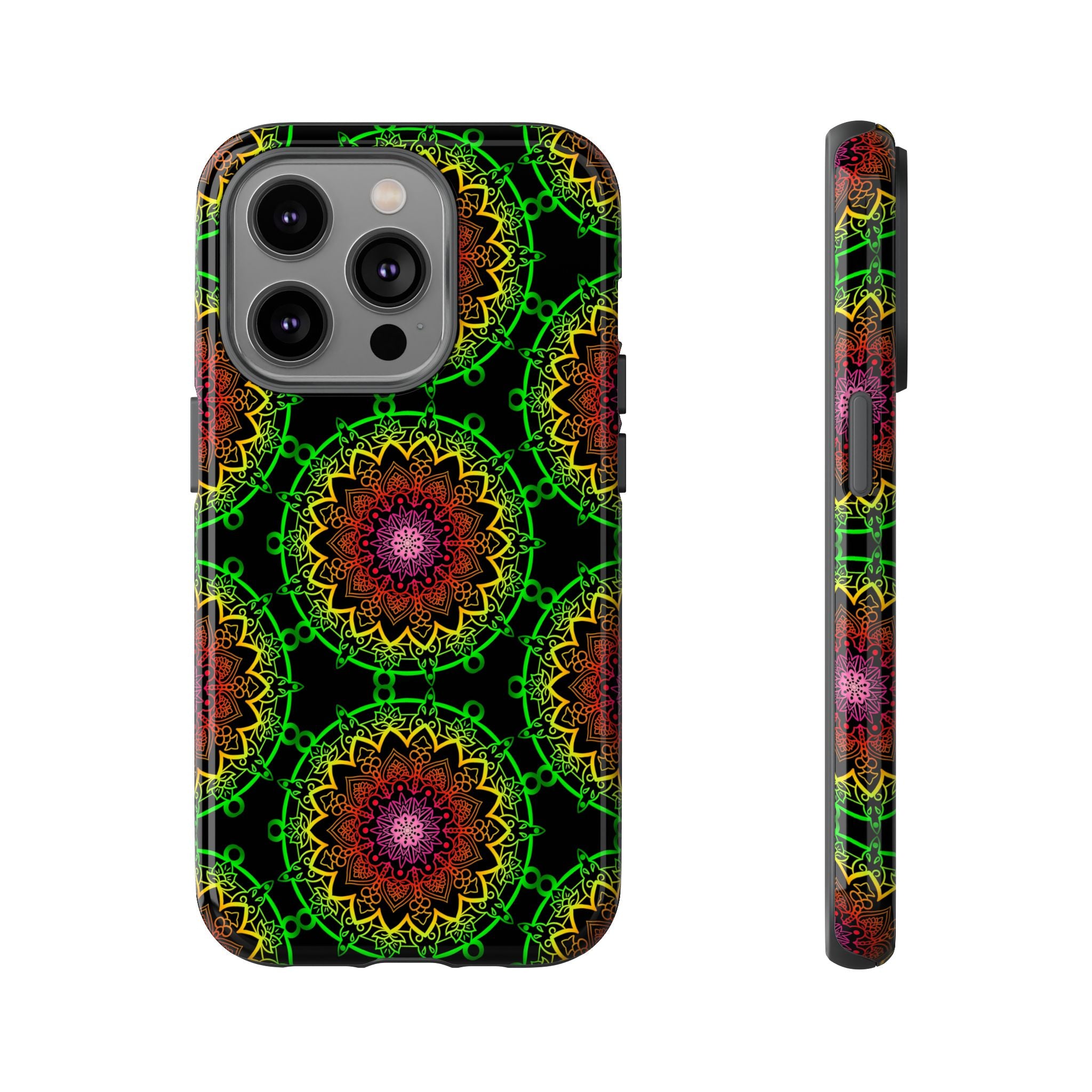 Custodia per telefono con mandala artistica, motivi audaci e stile moderno