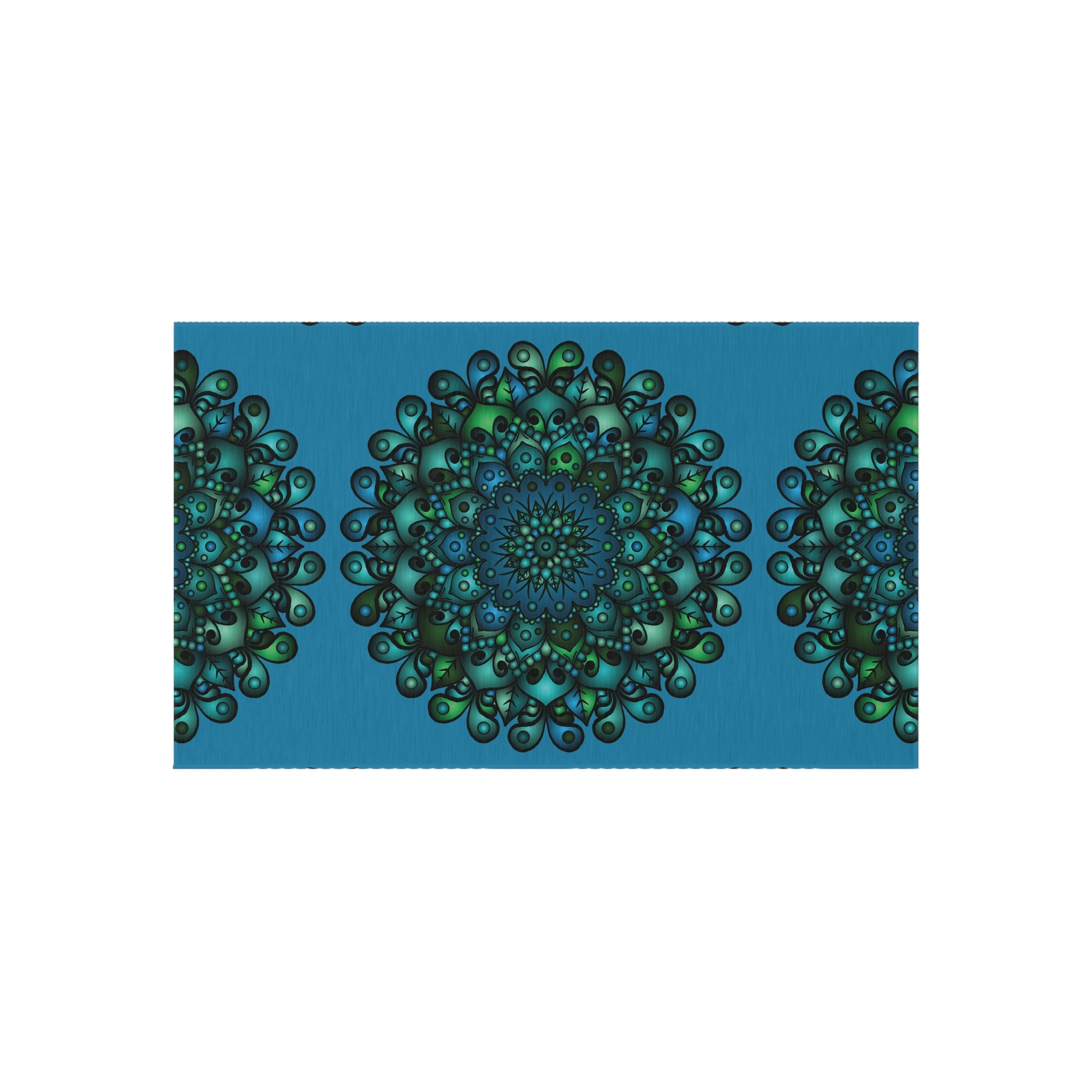 Tappeto da esterno Mandala blu e verde — Tappeto da patio resistente alle intemperie