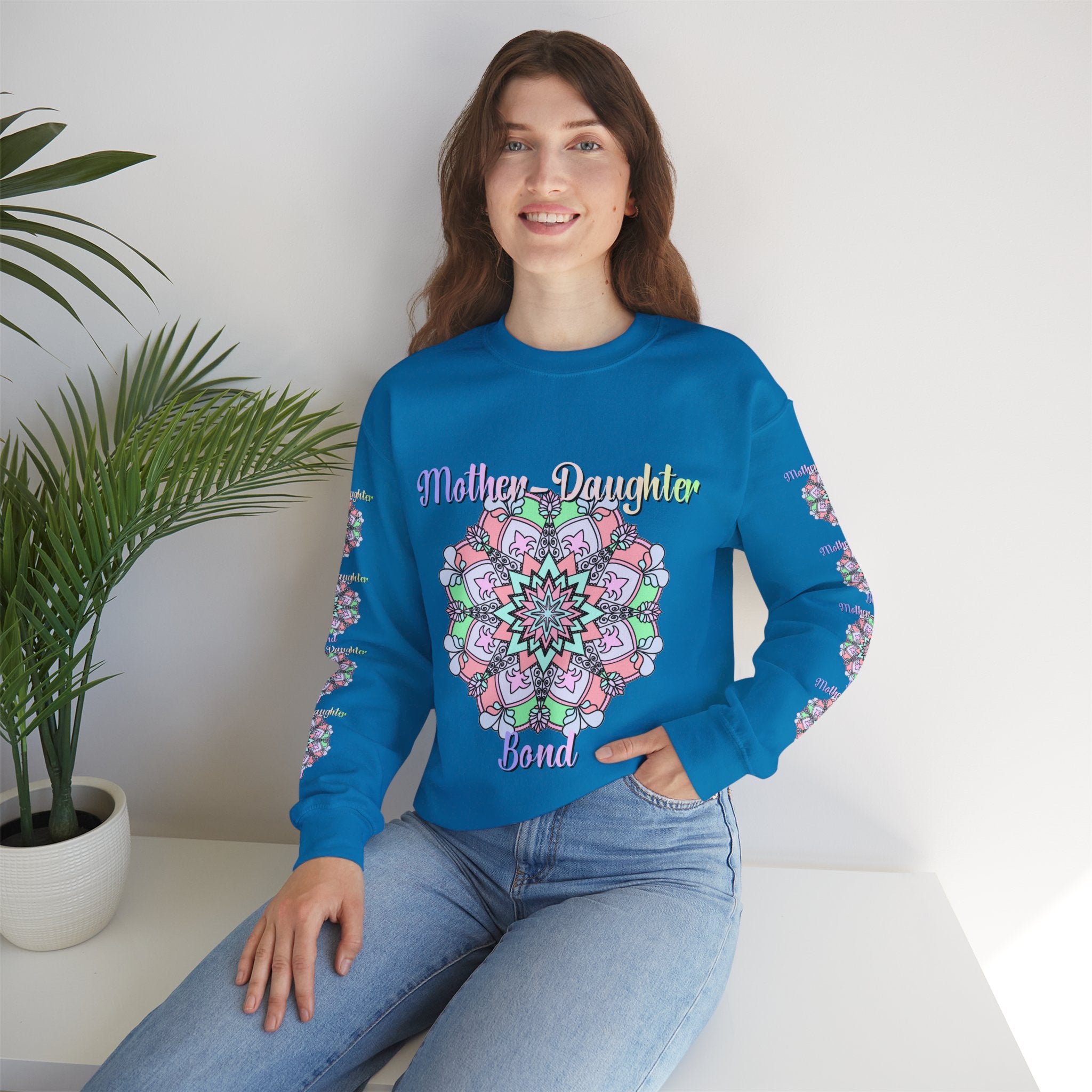 Mother-Daughter Bond Crewneck Sweatshirt — Floral Mandala Family Gift