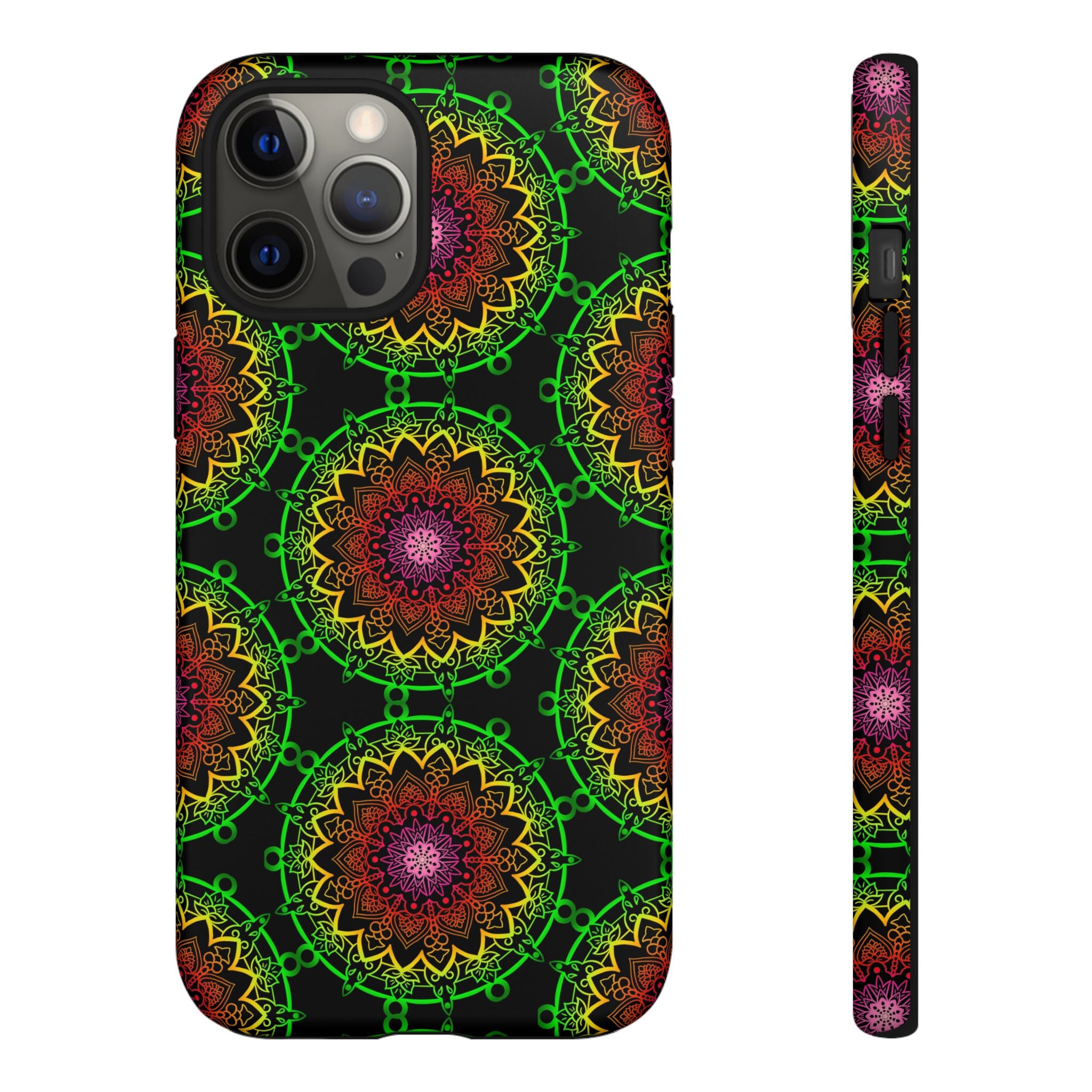 Custodia per telefono con mandala artistica, motivi audaci e stile moderno