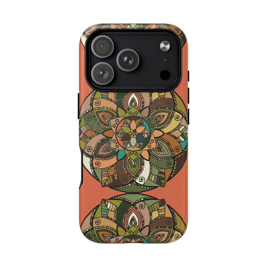 Mandalablumen Tough Magnetic Phone Case — Boho Erdtöne Schutzhülle
