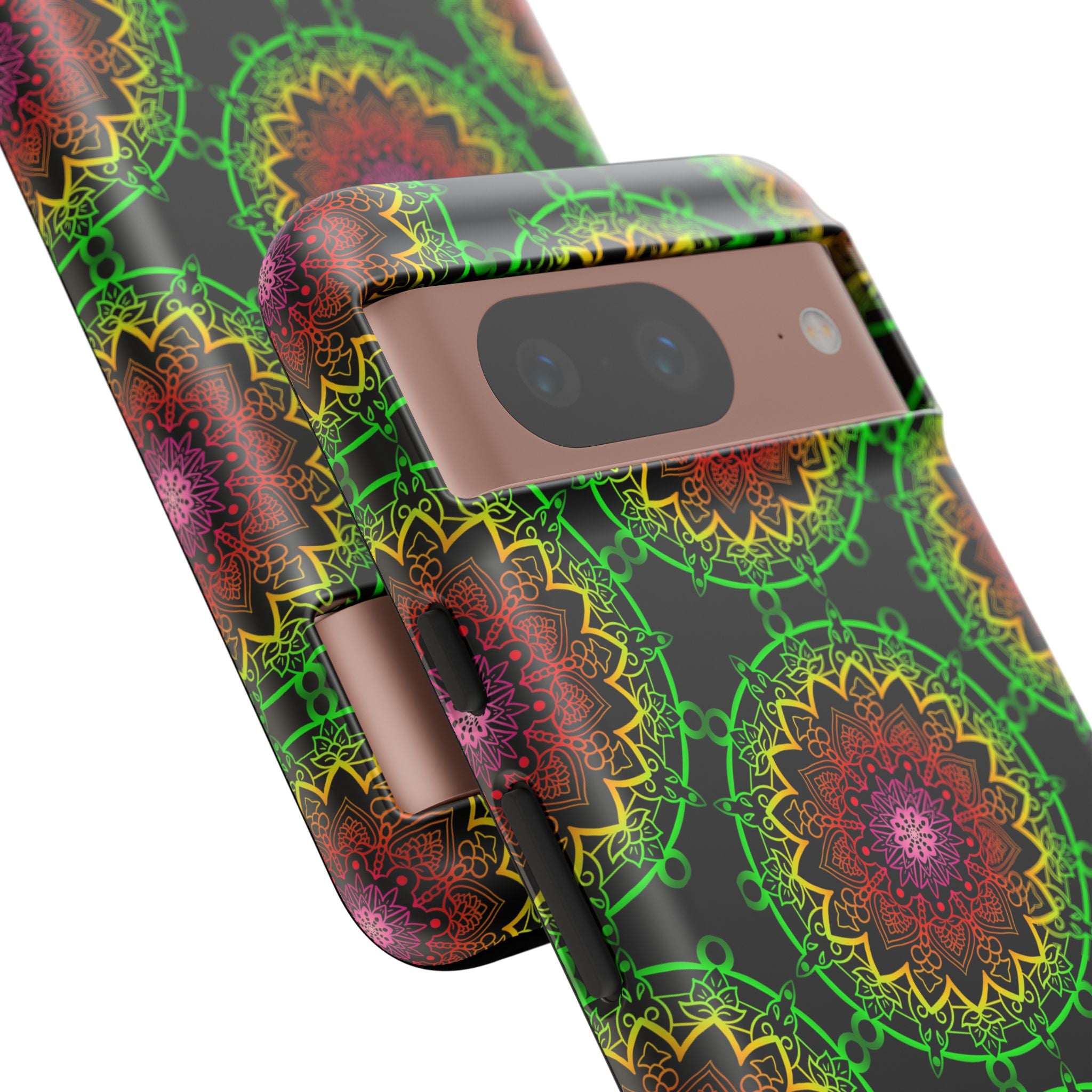 Custodia per telefono con mandala artistica, motivi audaci e stile moderno
