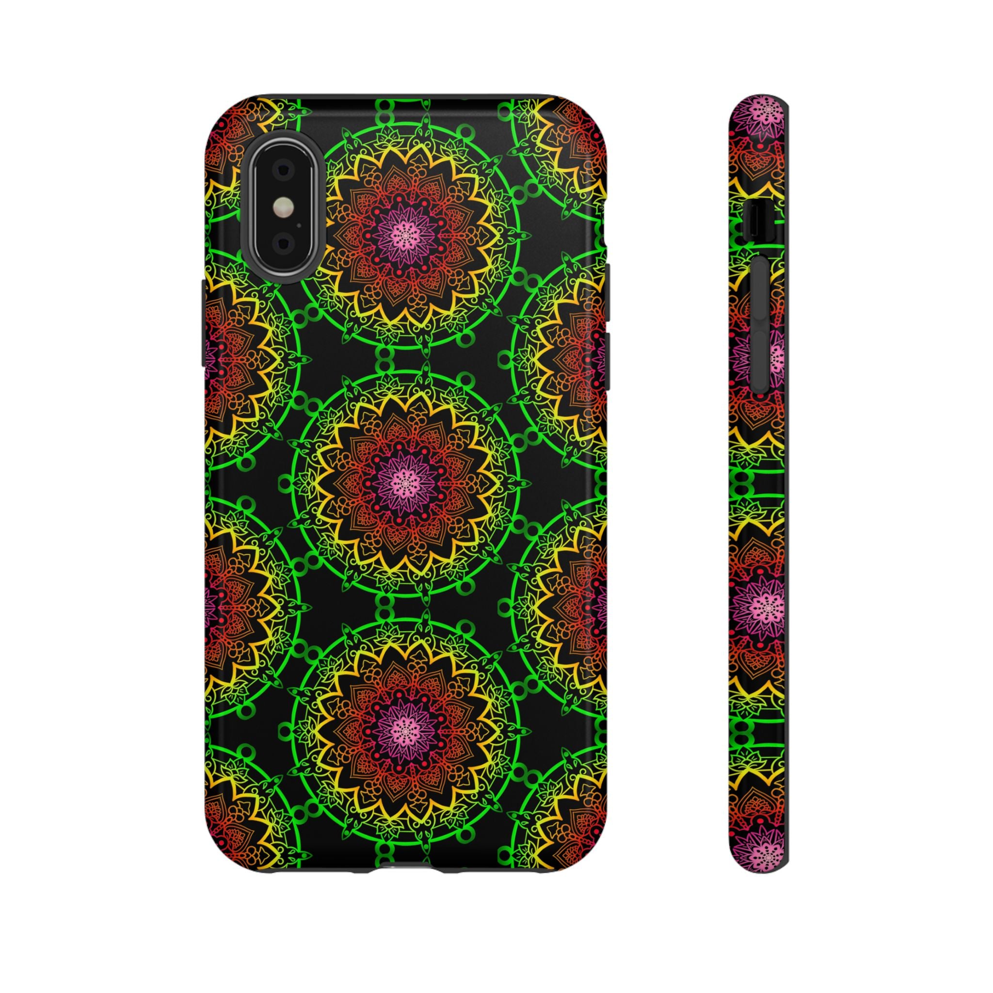 Custodia per telefono con mandala artistica, motivi audaci e stile moderno