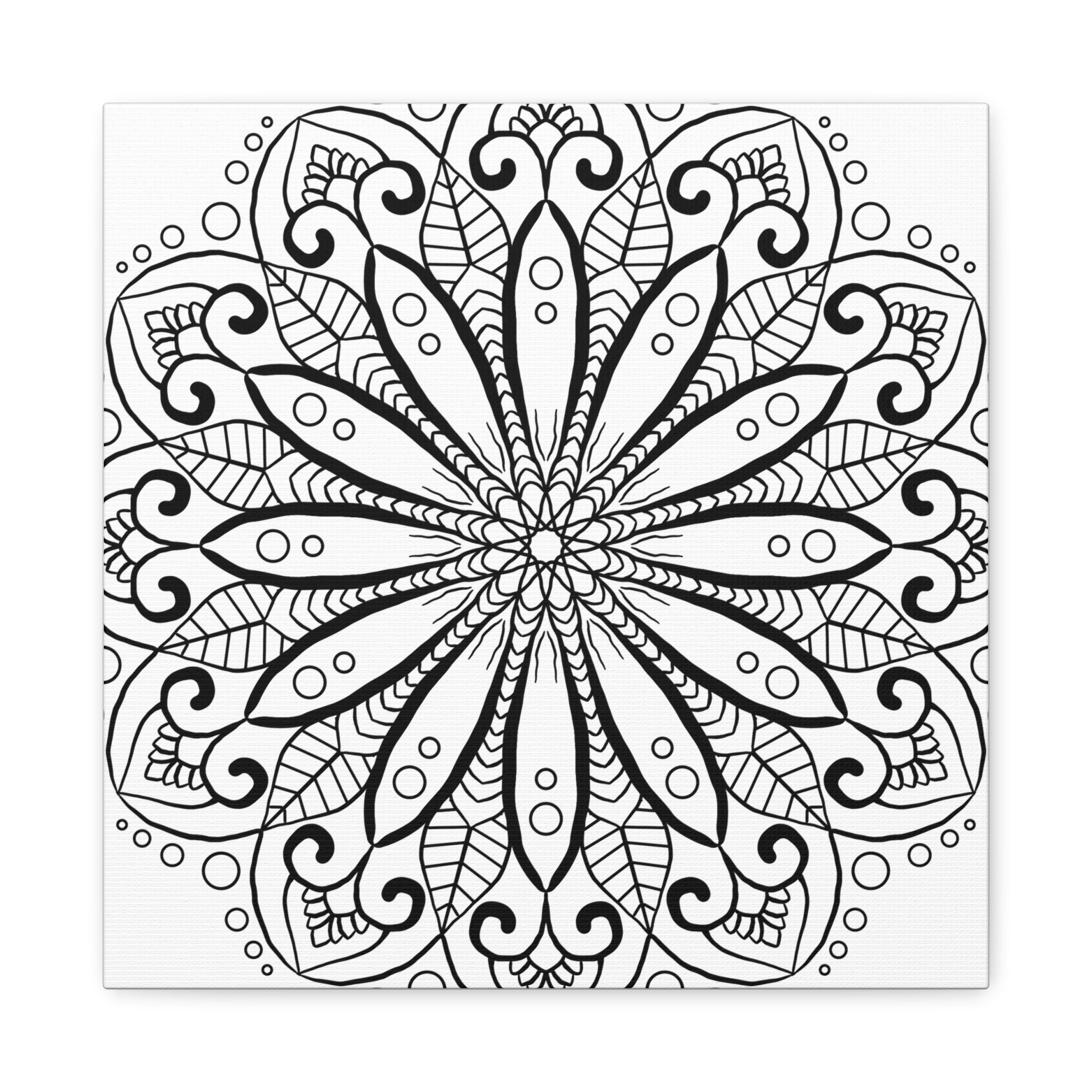 Handmade Mandala Art - Black & White Wall Art - Matte Canvas, Stretched, 125 alt text 3