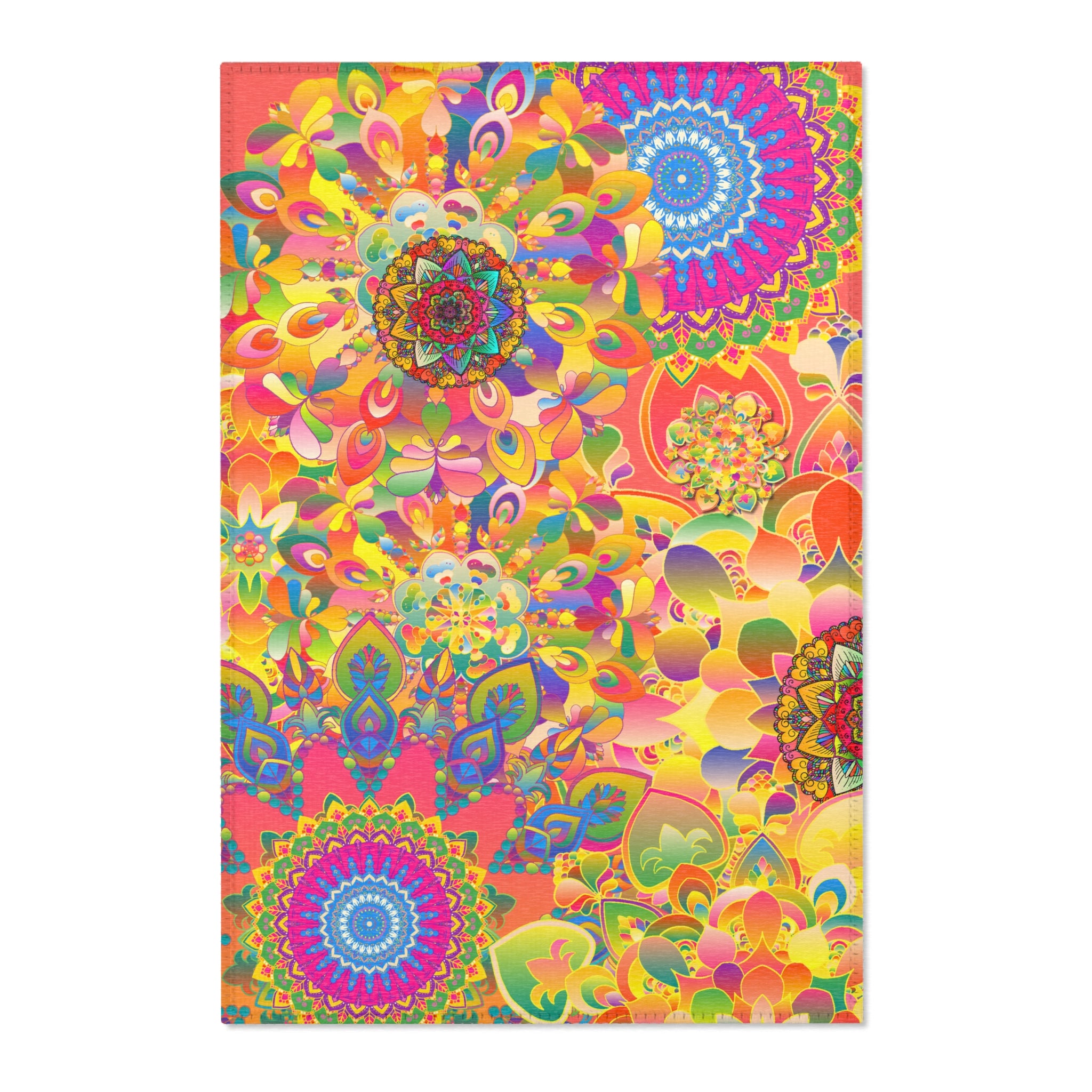 Psychedelic Floral Mandala Area Rug