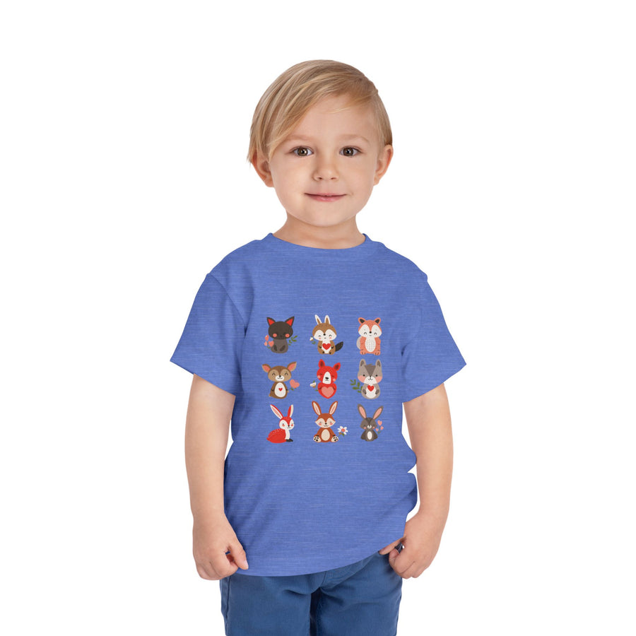 Animal Love Toddler Tee, Cute Cartoon Animals T-Shirt for Kids