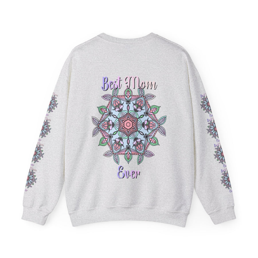 Mandala Art Crewneck Sweatshirt Celebrating Moms in Soft Hues
