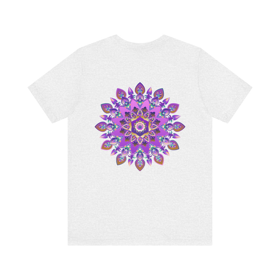 Beautiful purple mandala t-shirt with intricate design representing spiritual peace and harmony, perfect for yoga and meditation enthusiasts