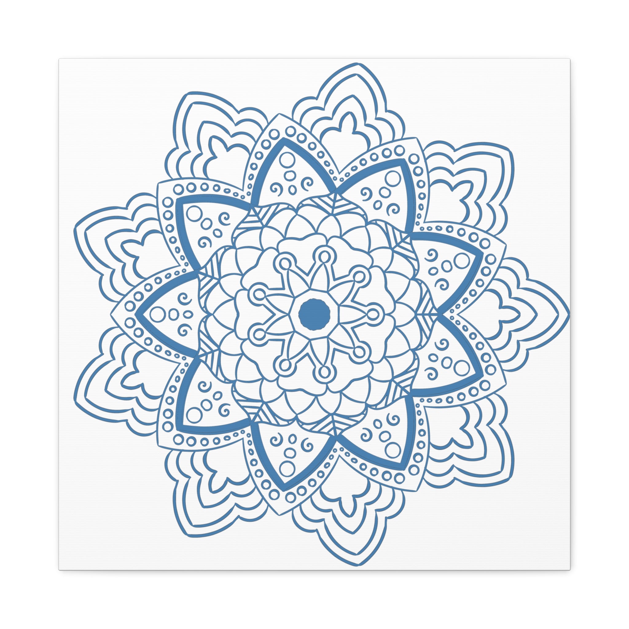 Handmade steel blue mandala design wall art on matte canvas