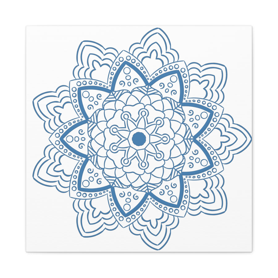 Handmade steel blue mandala design wall art on matte canvas