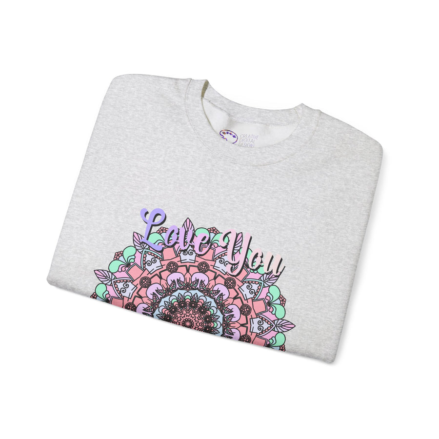 Mandala Inspired Crewneck Sweatshirt for Moms in Soft Pastels