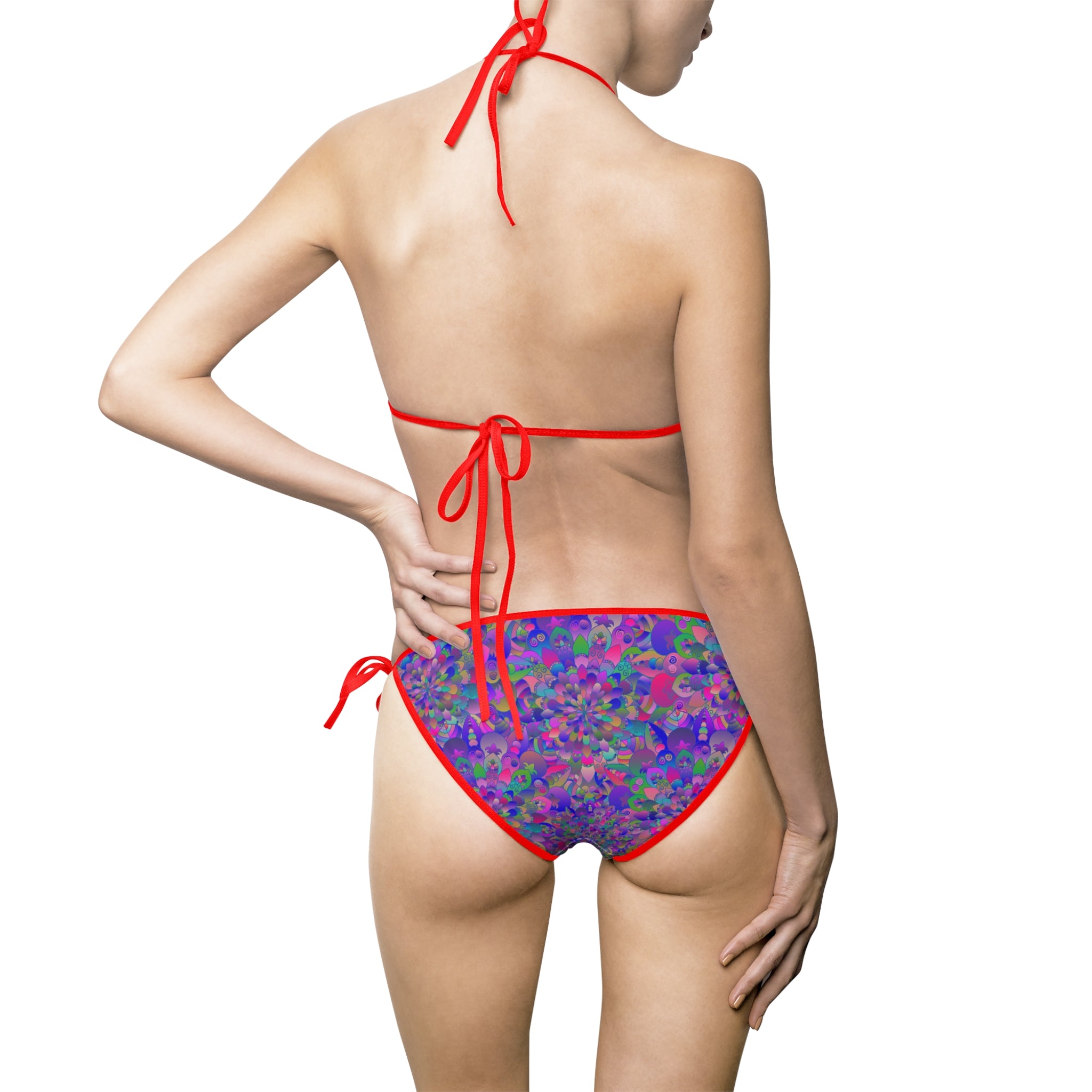 Mandala Print Bikini Set in Bright Purple and Green Tones