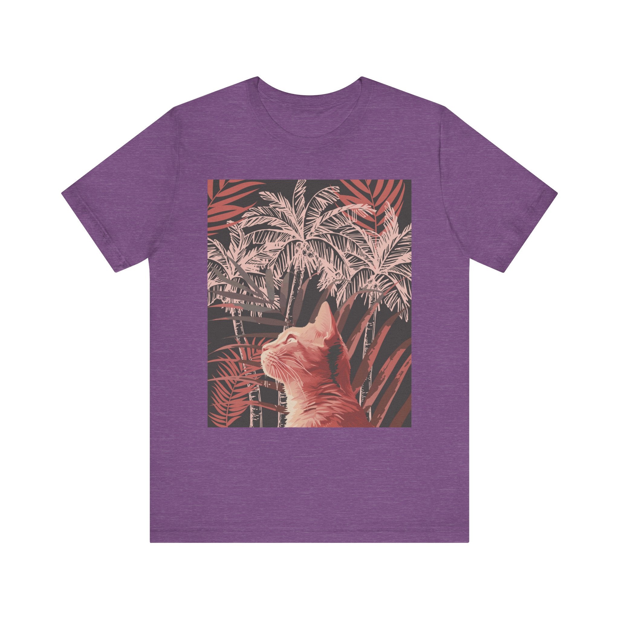 Cute and playful ginger cat enjoying the sunny beach life with a palm tree on a t-shirt