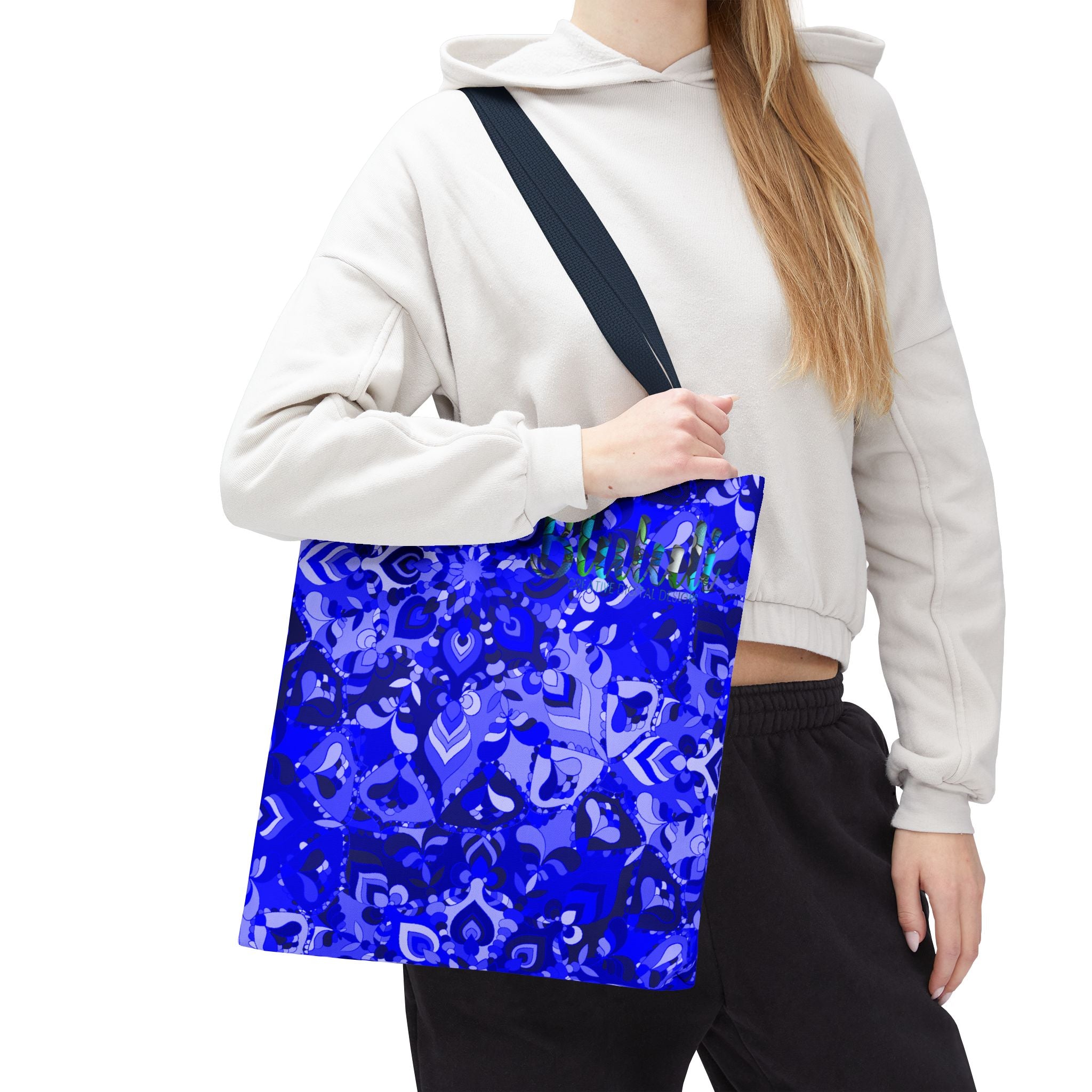 Borsa tote con design mandala blu per un uso quotidiano elegante