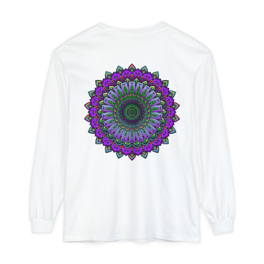 Intricate Mandala Unisex Long Sleeve T-Shirt featuring a detailed and colorful mandala design